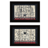 Set Of Two Hot Bath Black Framed Print Bathroom Wall Art - Homeroots