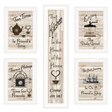 Set Of Five Kitchen Friendship 5 White Framed Print Kitchen Wall Art - Homeroots