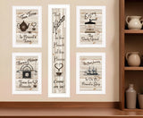 Set Of Five Kitchen Friendship 5 White Framed Print Kitchen Wall Art - Homeroots