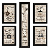 Set Of Five Kitchen Friendship Black Framed Print Kitchen Wall Art - Homeroots