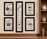 Set Of Five Kitchen Friendship Black Framed Print Kitchen Wall Art - Homeroots - Flyclothing LLC