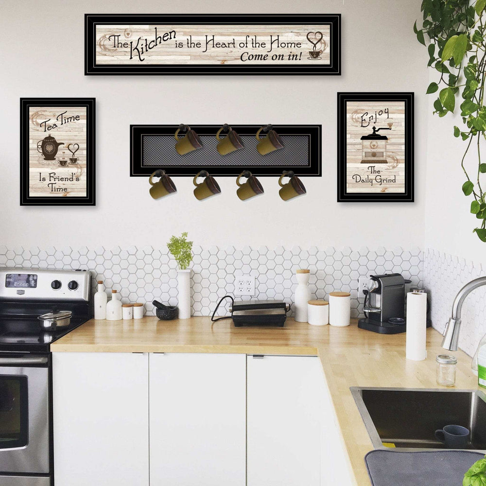 Set Of Four Kitchen Collection with Seven Peg Mug Kitchen Wall Art - Homeroots - Flyclothing LLC