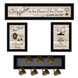 Set Of Four Kitchen Collection with Seven Peg Mug Kitchen Wall Art - Homeroots