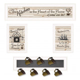 Set Of Four Kitchen Print 33x8 and Mug RackHorizonal 27x8x3 White Frame White Framed Print Kitchen Wall Art - Homeroots - Flyclothing LLC