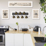 Set Of Four Kitchen Print 33x8 and Mug RackHorizonal 27x8x3 White Frame White Framed Print Kitchen Wall Art - Homeroots - Flyclothing LLC