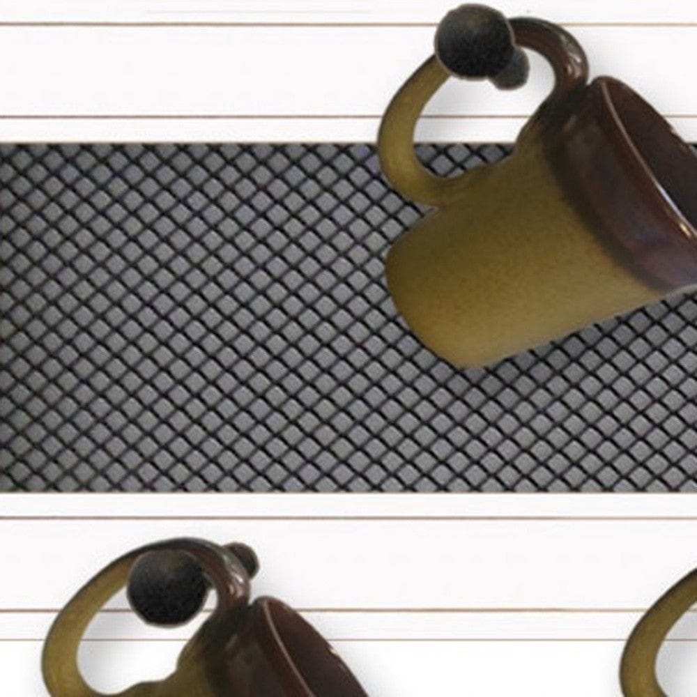 Set Of Four Kitchen Print 33x8 and Mug RackHorizonal 27x8x3 White Frame White Framed Print Kitchen Wall Art - Homeroots - Flyclothing LLC