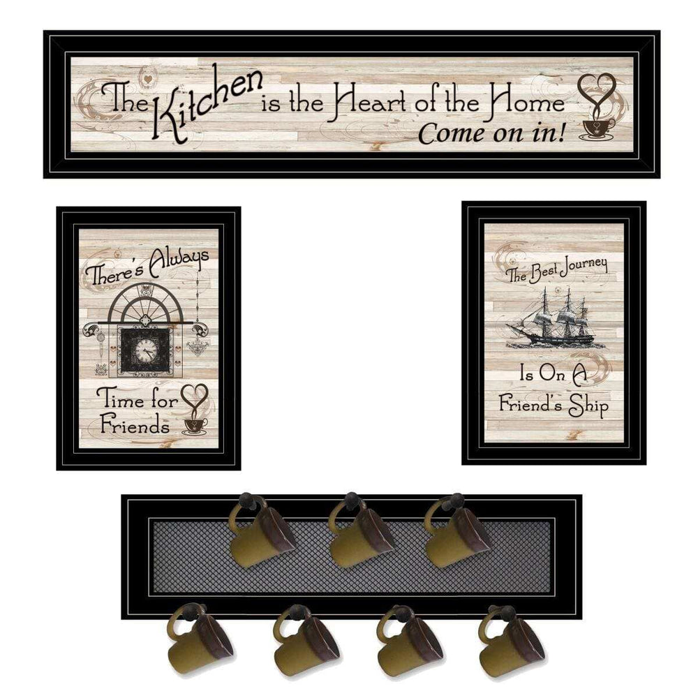 Set Of Four Kitchen Wall Art and Mug Rack - Homeroots - Flyclothing LLC