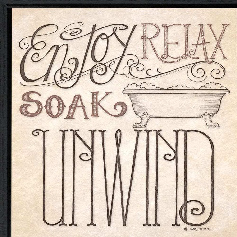 Set Of Two Soak and Unwind 1 Black Framed Print Bathroom Wall Art - Homeroots - Flyclothing LLC