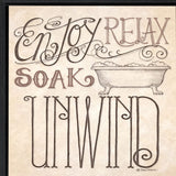 Set Of Two Soak and Unwind 1 Black Framed Print Bathroom Wall Art - Homeroots