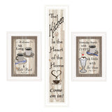Set Of Three Come On In White Framed Print Kitchen Wall Art - Homeroots