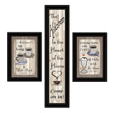 Set Of Three Come On In Black Framed Print Kitchen Wall Art - Homeroots