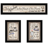 Set Of Three Kitchen Come In Black Framed Print Kitchen Wall Art - Homeroots - Flyclothing LLC