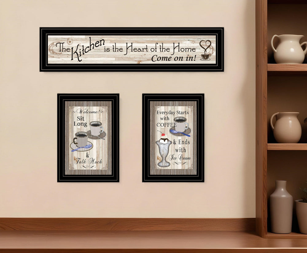 Set Of Three Kitchen Come In Black Framed Print Kitchen Wall Art - Homeroots
