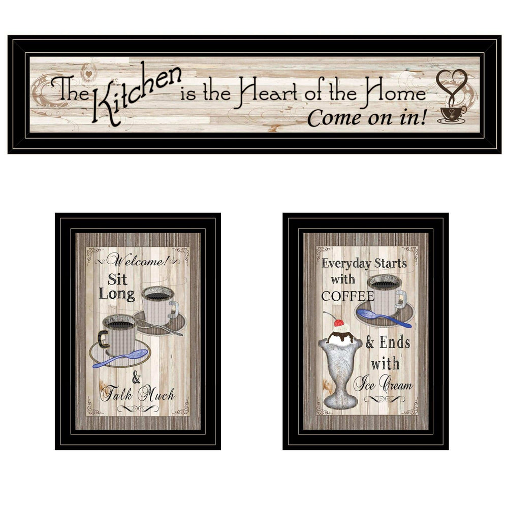 Set Of Three Kitchen Come In Black Framed Print Kitchen Wall Art - Homeroots - Flyclothing LLC
