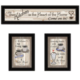 Set Of Three Kitchen Come In Black Framed Print Kitchen Wall Art - Homeroots