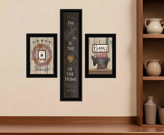 Set Of Three The Primitive Kitchen Black Framed Print Kitchen Wall Art - Homeroots - Flyclothing LLC
