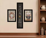 Set Of Three The Primitive Kitchen Black Framed Print Kitchen Wall Art - Homeroots