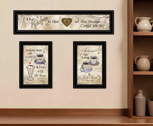 Set Of Three Love of Nature Kitchen Black Framed Print Kitchen Wall Art - Homeroots - Flyclothing LLC