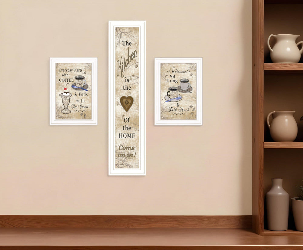 Set Of Three Love of Nature Kitchen White Framed Print Kitchen Wall Art - Homeroots