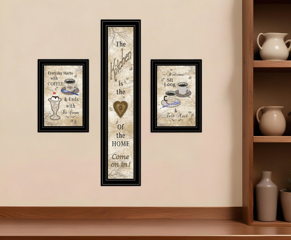 Set Of Three Love of Nature Kitchen Black Framed Print Kitchen Wall Art - Homeroots