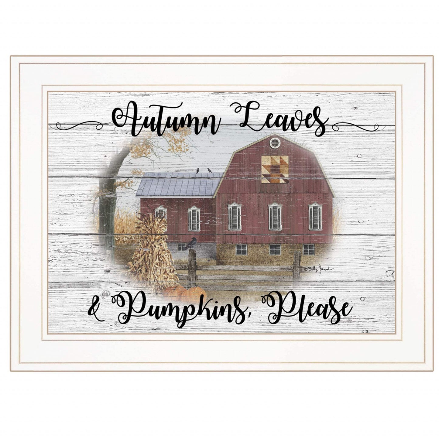 Autumn Leaves 2 White Framed Print Wall Art - Homeroots - Flyclothing LLC