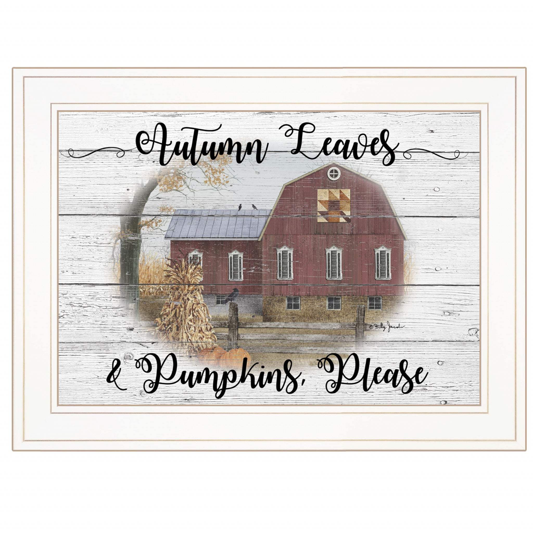Autumn Leaves 2 White Framed Print Wall Art - Homeroots - Flyclothing LLC