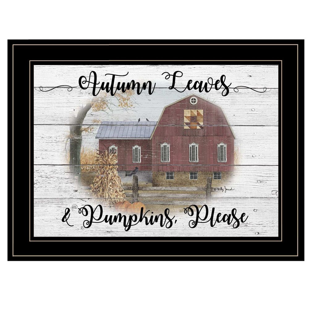 Autumn Leaves 3 Black Framed Print Wall Art - Homeroots - Flyclothing LLC