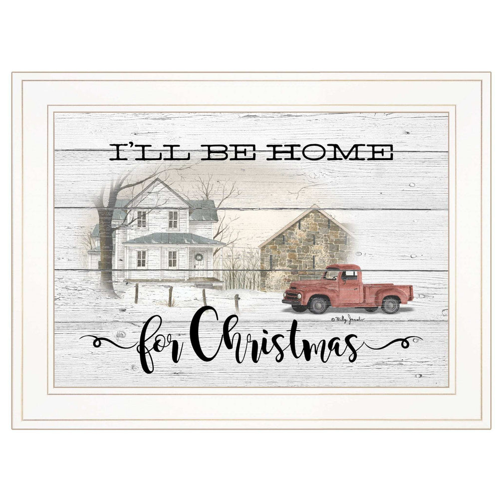 Ill be home for Christmas 2 White Framed Print Wall Art - Homeroots - Flyclothing LLC