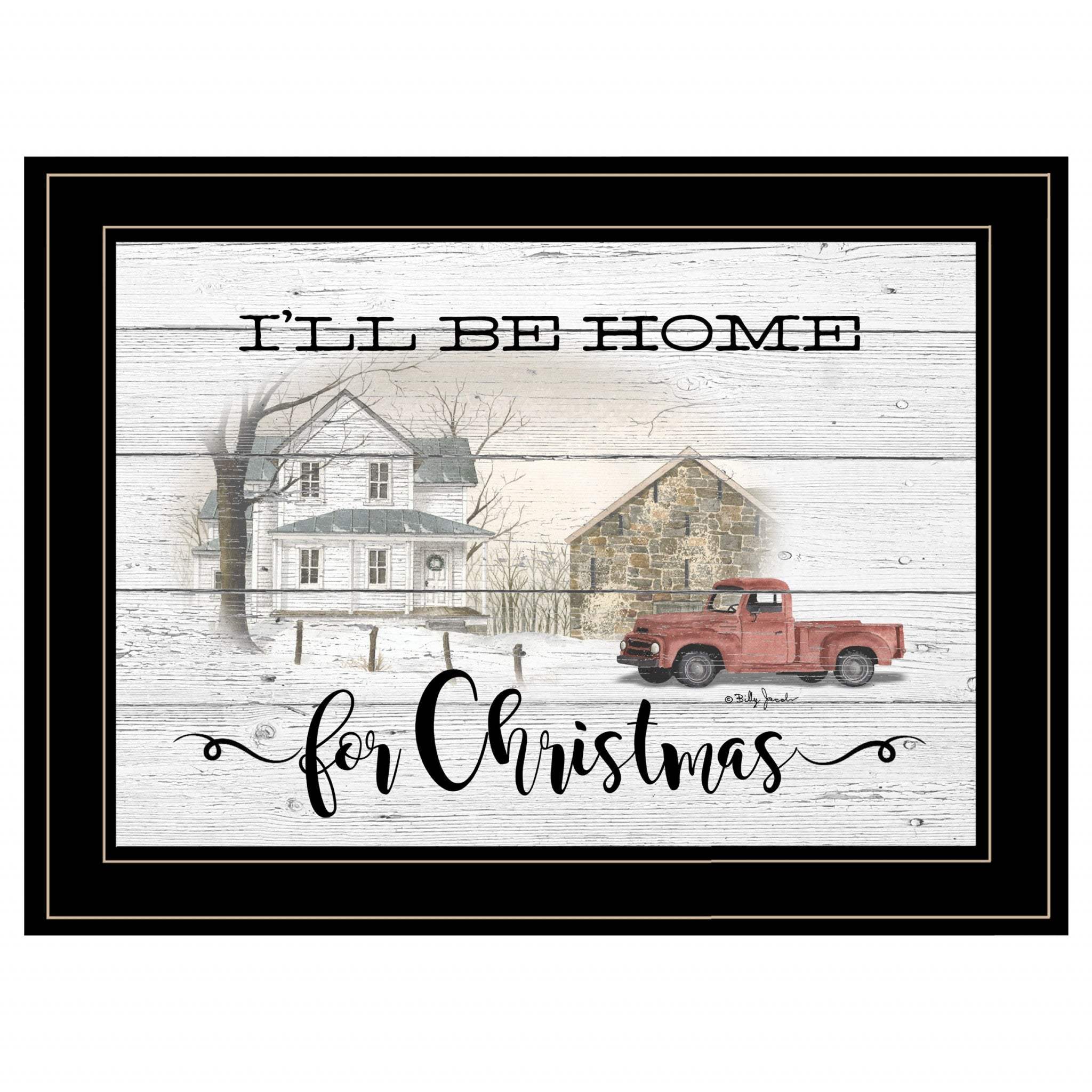 Ill be home for Christmas 3 Black Framed Print Wall Art - Homeroots - Flyclothing LLC