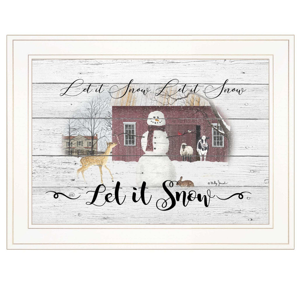 Let It Snow 2 White Framed Print Wall Art - Homeroots - Flyclothing LLC