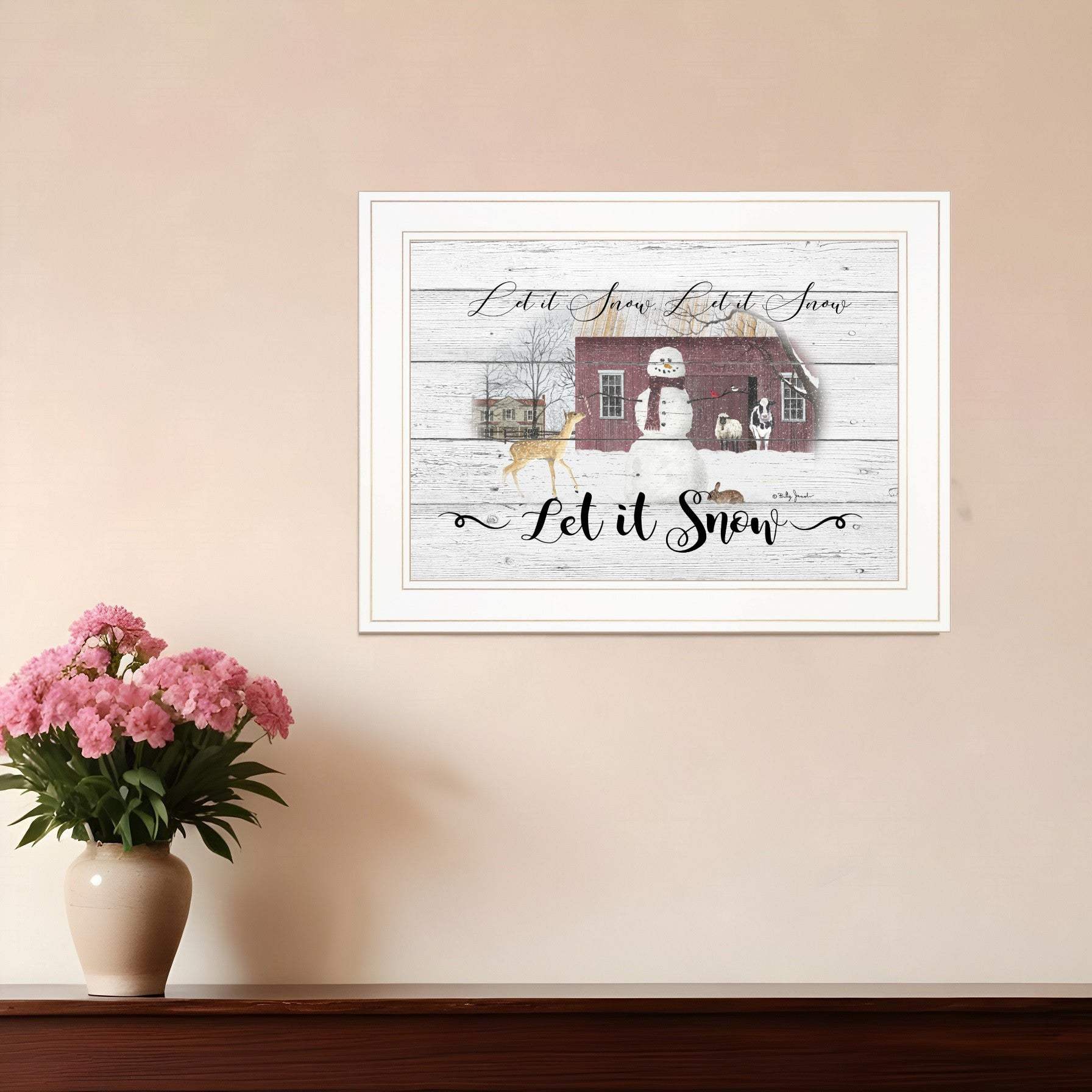 Let It Snow 2 White Framed Print Wall Art - Homeroots - Flyclothing LLC