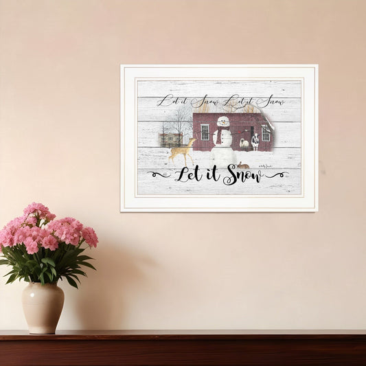 Let It Snow 2 White Framed Print Wall Art - Homeroots