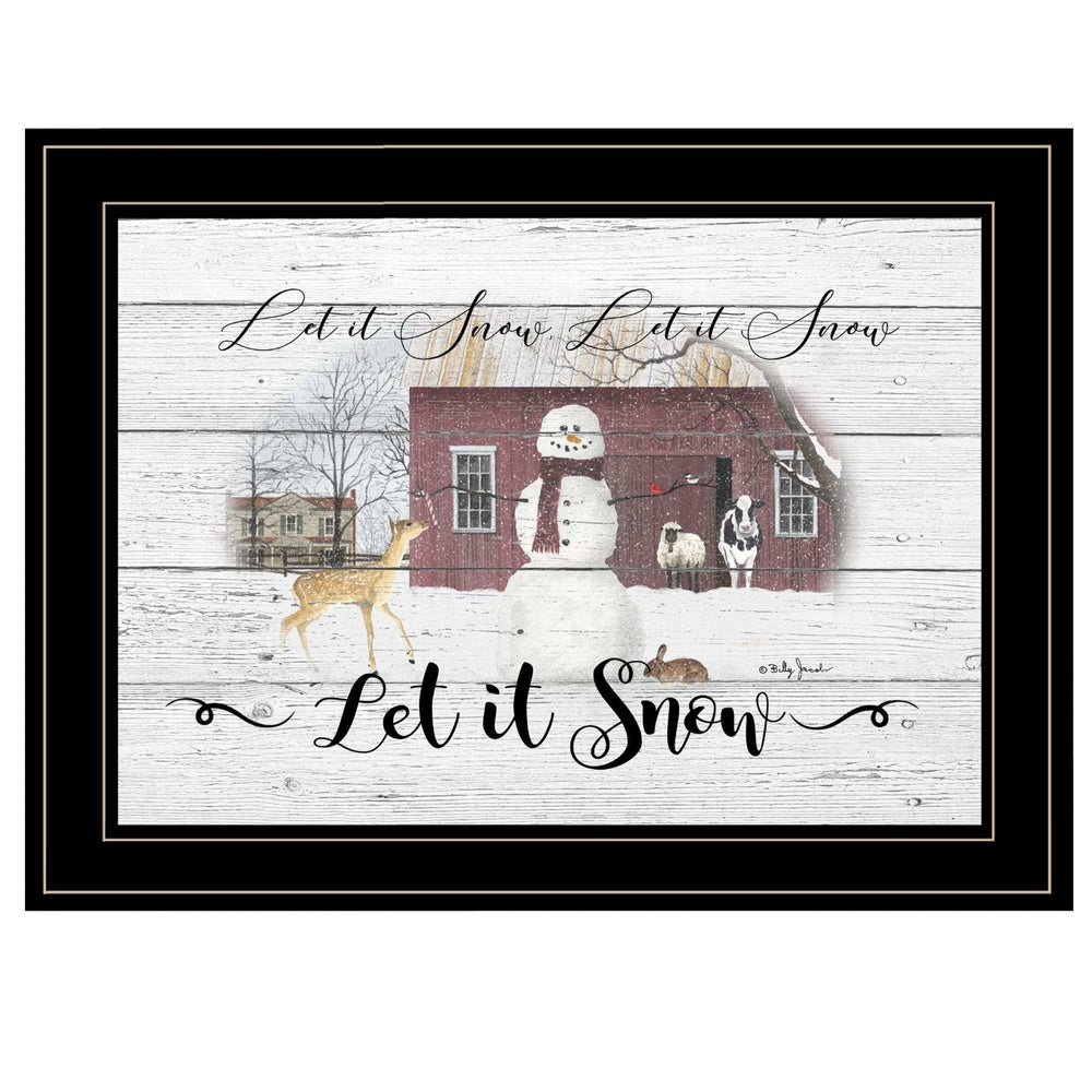 Let It Snow 3 Black Framed Print Wall Art - Homeroots - Flyclothing LLC