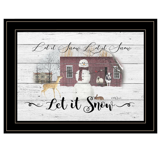 Let It Snow 3 Black Framed Print Wall Art - Homeroots