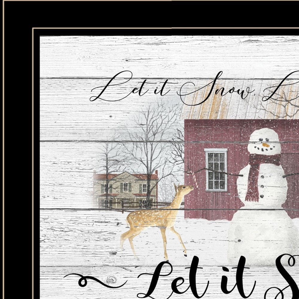 Let It Snow 3 Black Framed Print Wall Art - Homeroots