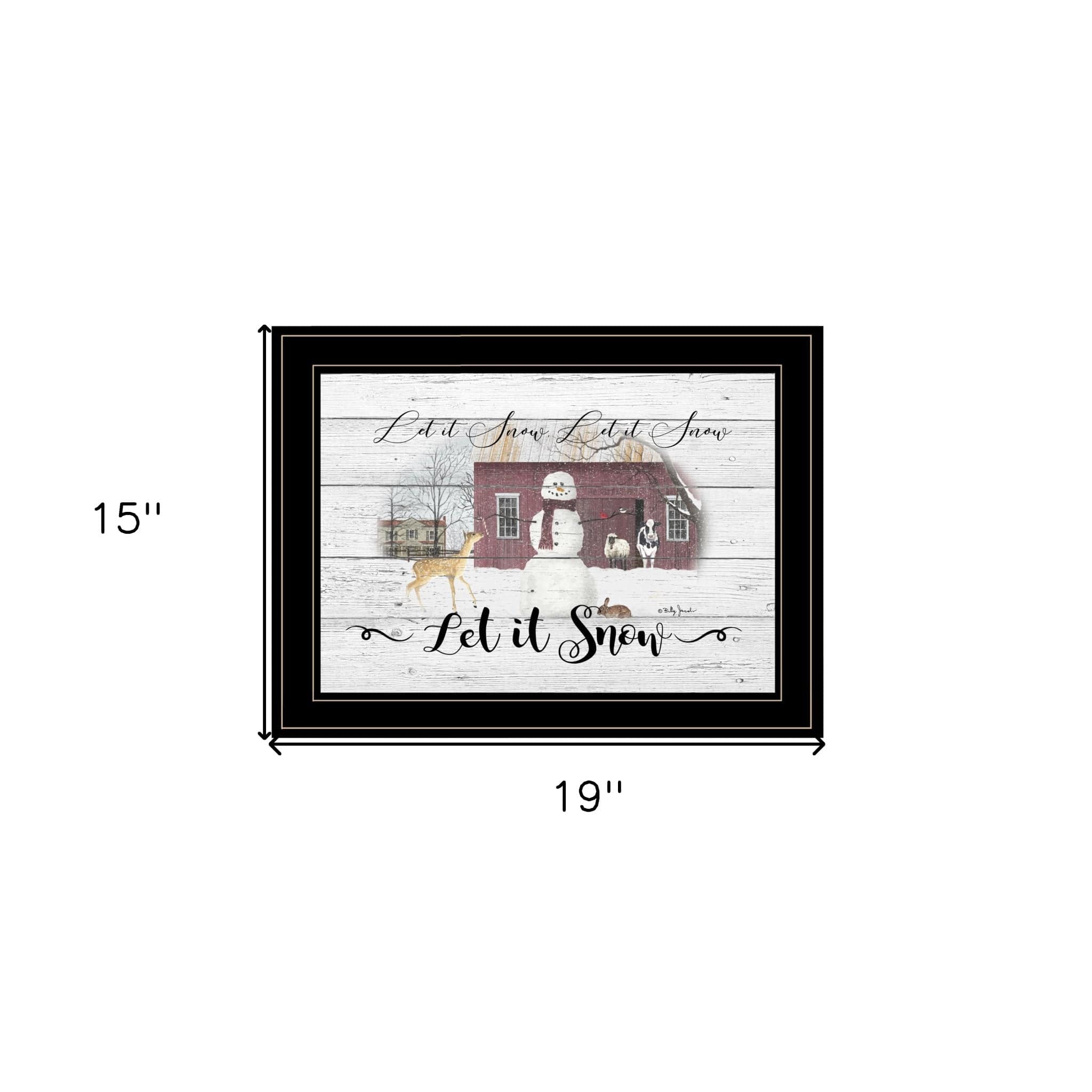 Let It Snow 3 Black Framed Print Wall Art - Homeroots