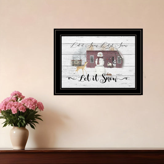Let It Snow 3 Black Framed Print Wall Art - Homeroots