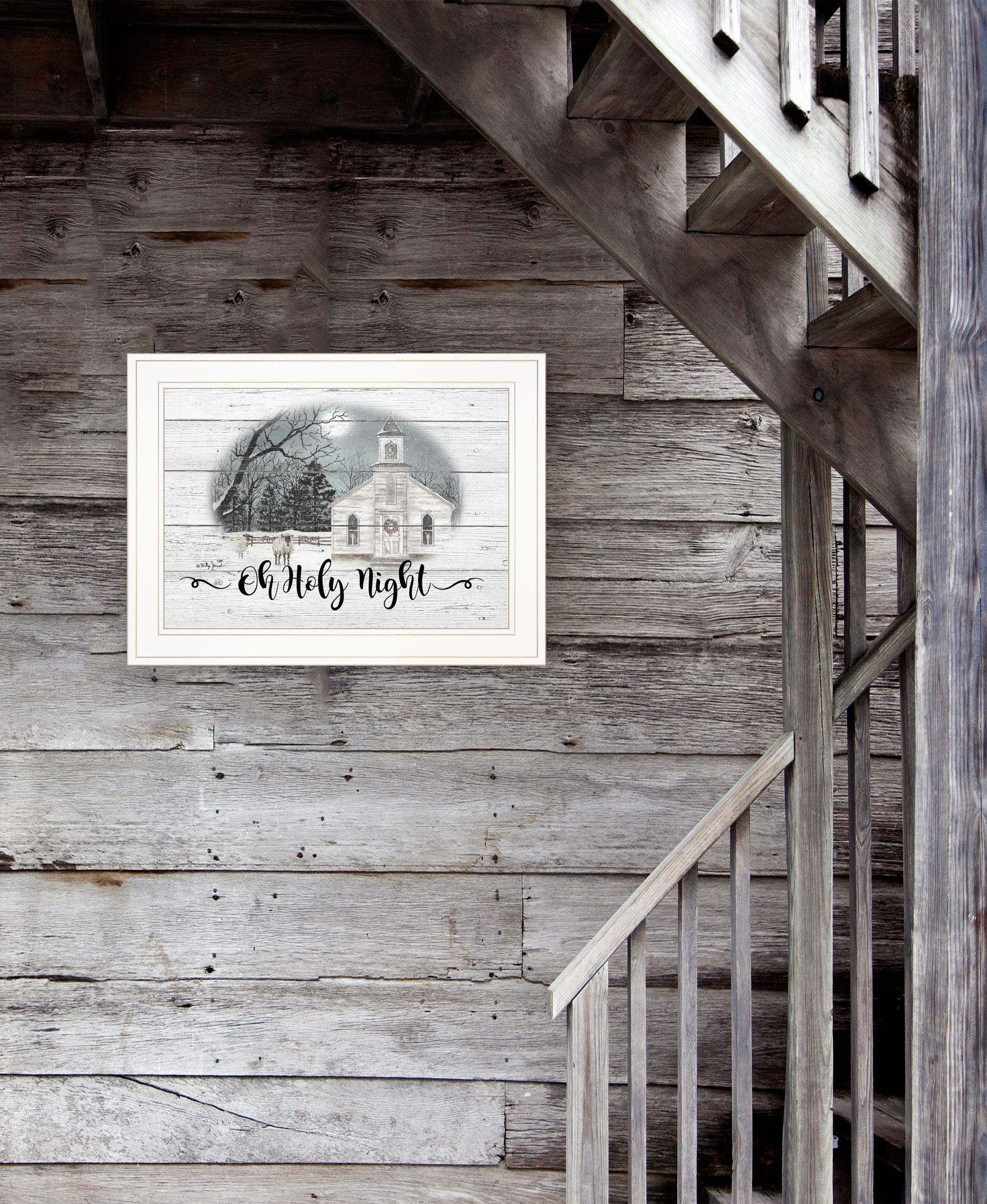 OH HOLY Night 2 White Framed Print Wall Art - Homeroots - Flyclothing LLC