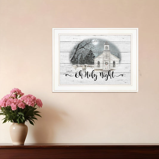 OH HOLY Night 2 White Framed Print Wall Art - Homeroots