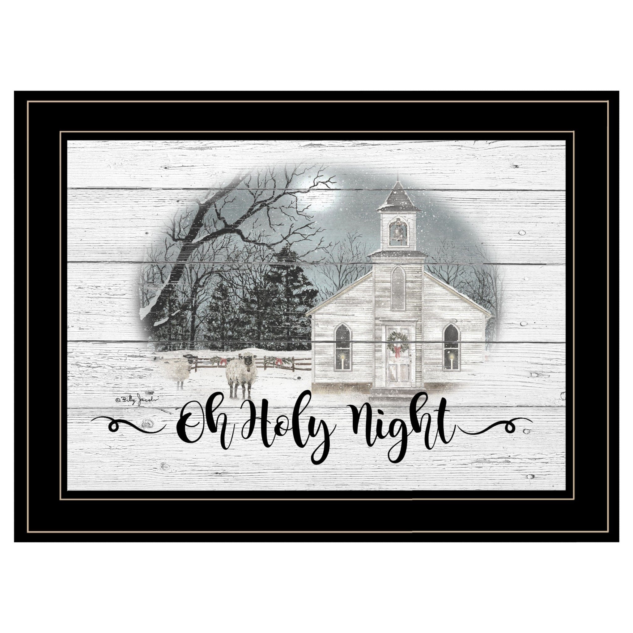 OH HOLY Night 3 Black Framed Print Wall Art - Homeroots