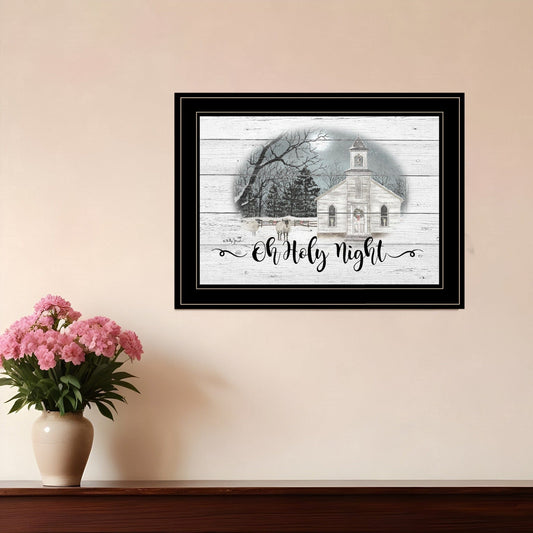 OH HOLY Night 3 Black Framed Print Wall Art - Homeroots