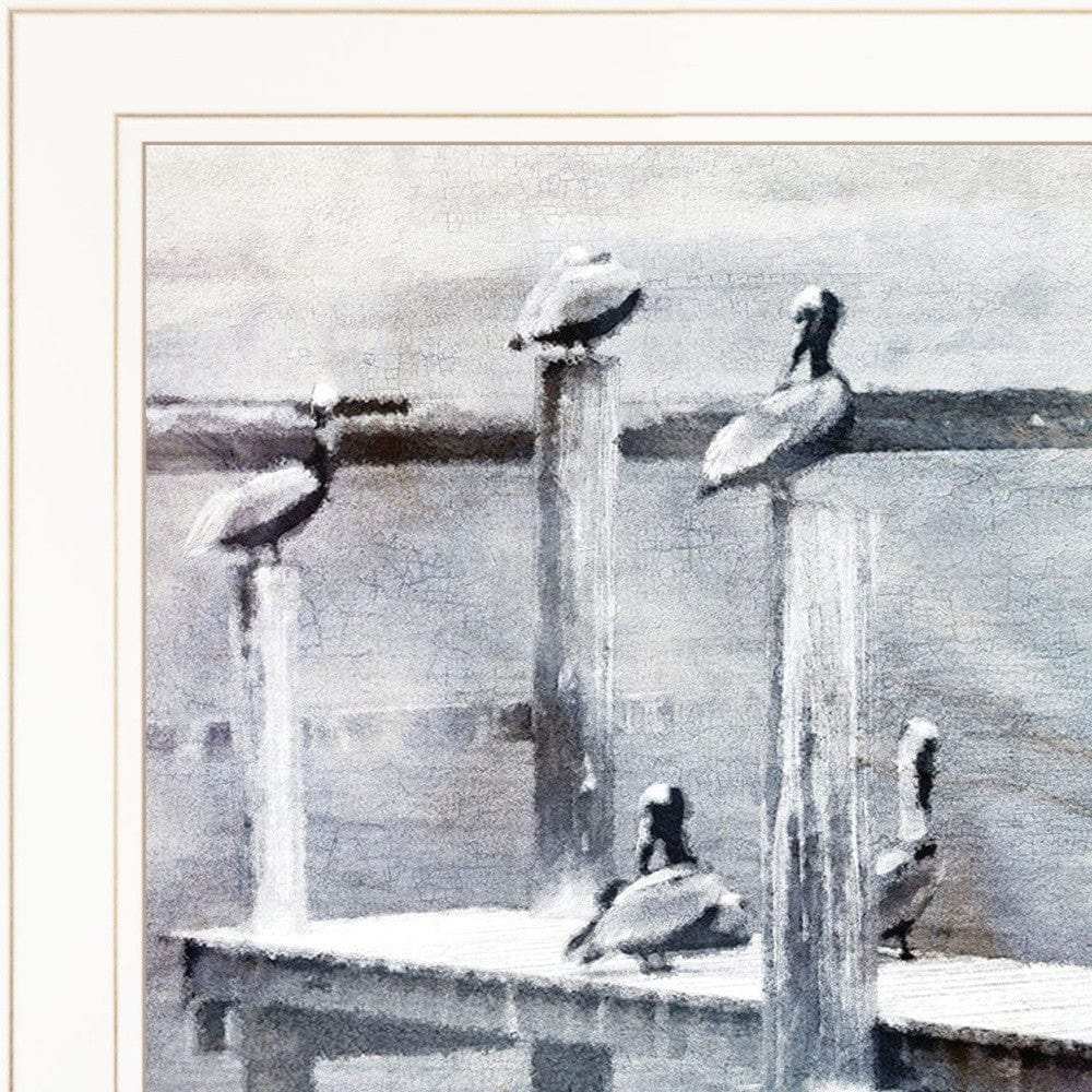 Birds on a Pier 2 White Framed Print Kitchen Wall Art - Homeroots - Flyclothing LLC