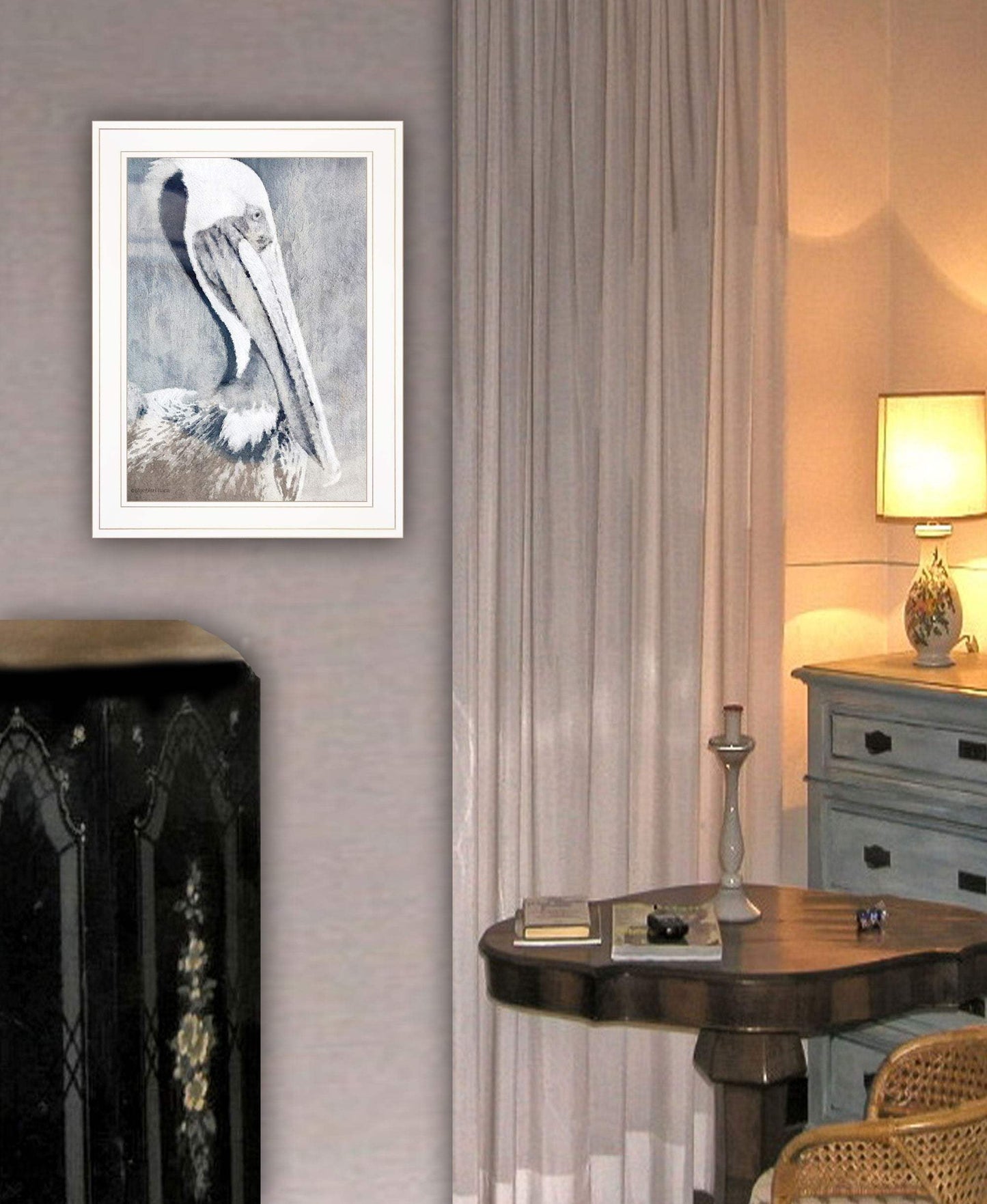 Pelican 1 White Framed Print Kitchen Wall Art - Homeroots - Flyclothing LLC