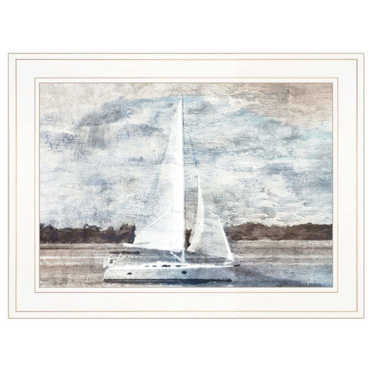 Sailboat on Water 2 White Framed Print Wall Art - Homeroots - Flyclothing LLC
