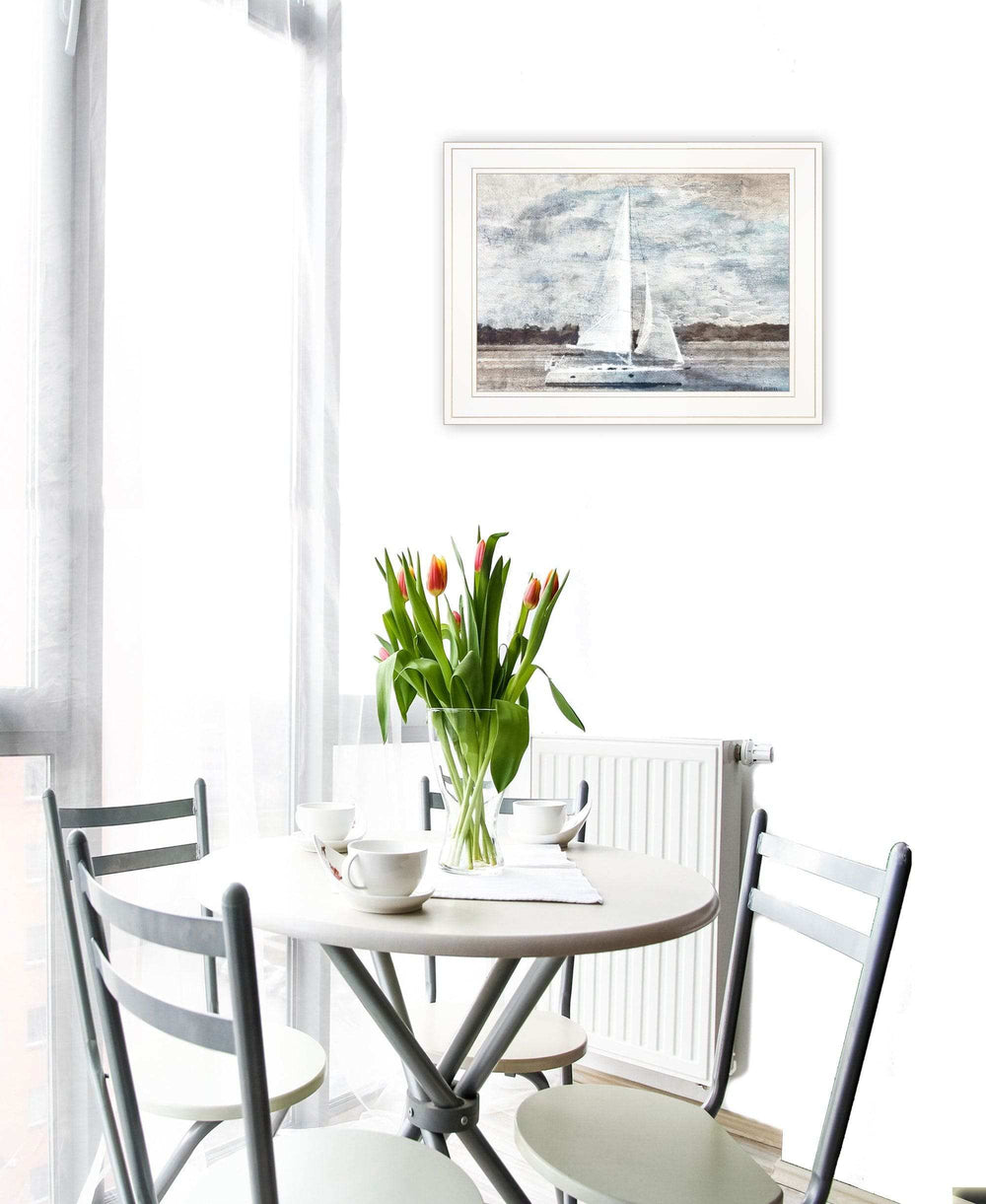 Sailboat on Water 2 White Framed Print Wall Art - Homeroots - Flyclothing LLC