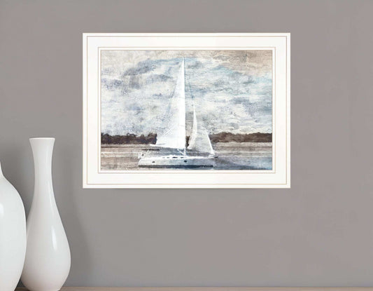 Sailboat on Water 2 White Framed Print Wall Art - Homeroots - Flyclothing LLC