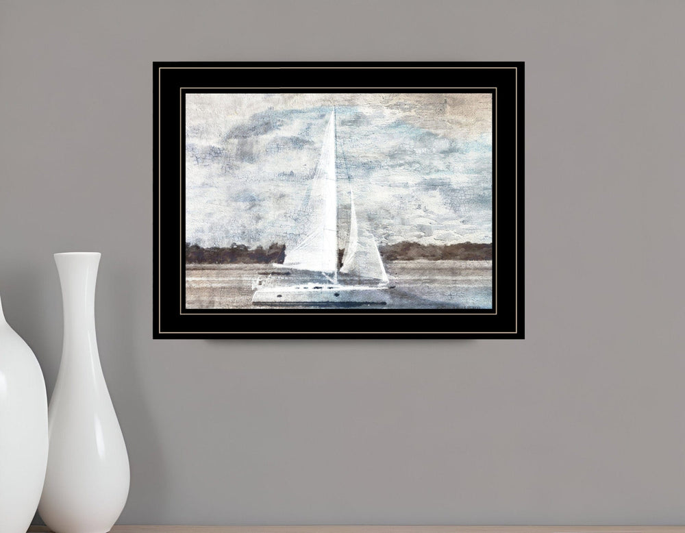Sailboat on Water 3 Black Framed Print Wall Art - Homeroots