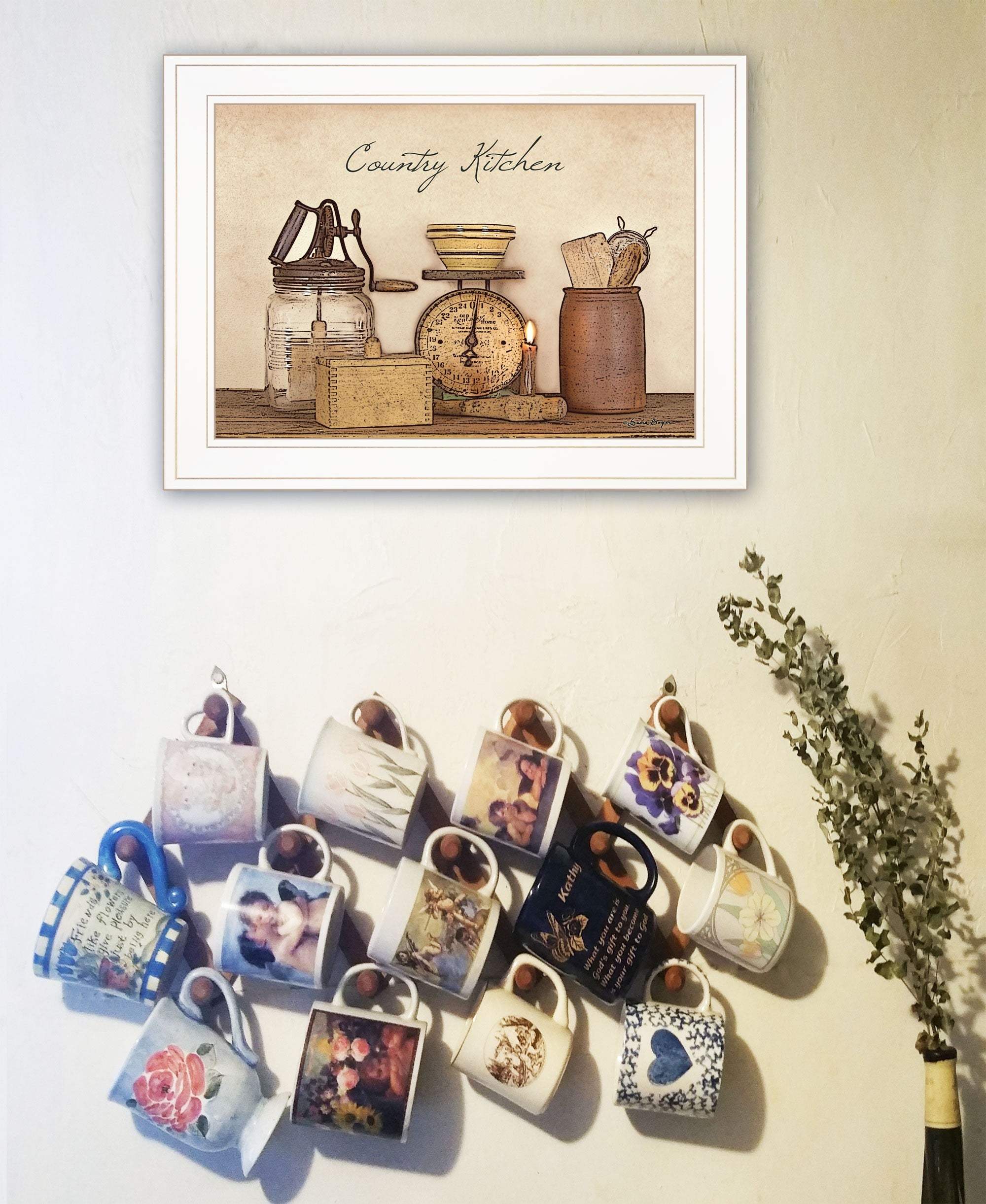 Country Kitchen White Framed Print Kitchen Wall Art - Homeroots - Flyclothing LLC