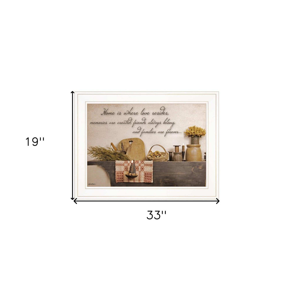 Home is Where Love Resides 1 White Framed Print Kitchen Wall Art - Homeroots - Flyclothing LLC