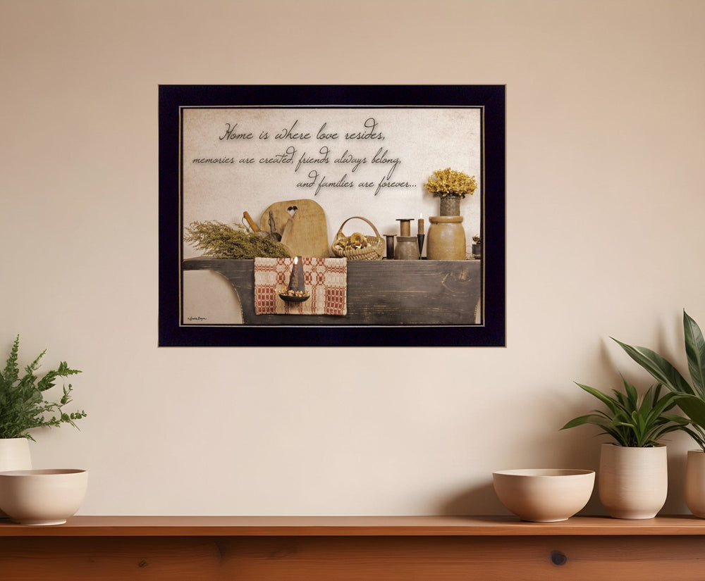 Home is Where Love Resides 3 Black Framed Print Kitchen Wall Art - Homeroots